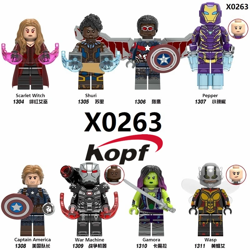 Single Super Heroes Scarlet Witch Shuri Gamora Pepper Captain American War Machine Building Blocks Bricks Toy For Children X0263
Single Super Heroes Scarlet Witch Shuri Gamora Pepper Captain American War Machine Building Blocks Bricks Toy For Children X0263