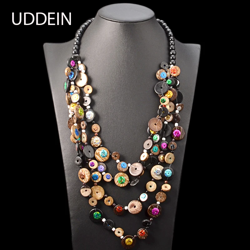 UDDEIN Bohemian ethnic necklace women black wood chain vintage statement long necklace handmade multi layer wood jewellery 
UDDEIN Bohemian ethnic necklace women black wood chain vintage statement long necklace handmade multi layer wood jewellery