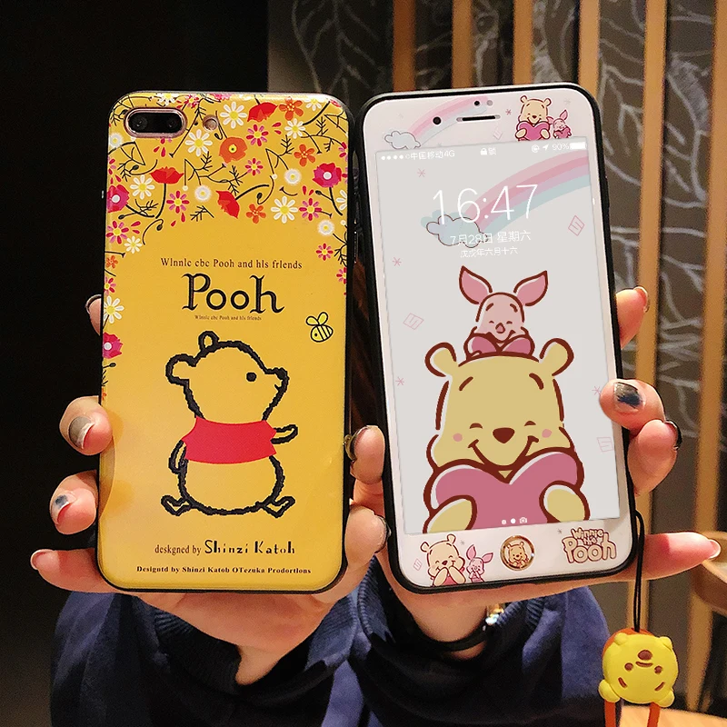 For iphone 8 plus pooh bear case & tempered glass front film for iPhone 8 7plus 6 6s plus, embossed flowers cartoon fundas strap
For iphone 8 plus pooh bear case & tempered glass front film for iPhone 8 7plus 6 6s plus, embossed flowers cartoon fundas strap