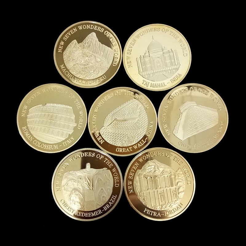 Exquisite Medallion of Seven Wonders Commemorative Coin Art Gold-plated Collectible Gift Lucky Coin Metal 2007
Exquisite Medallion of Seven Wonders Commemorative Coin Art Gold-plated Collectible Gift Lucky Coin Metal 2007