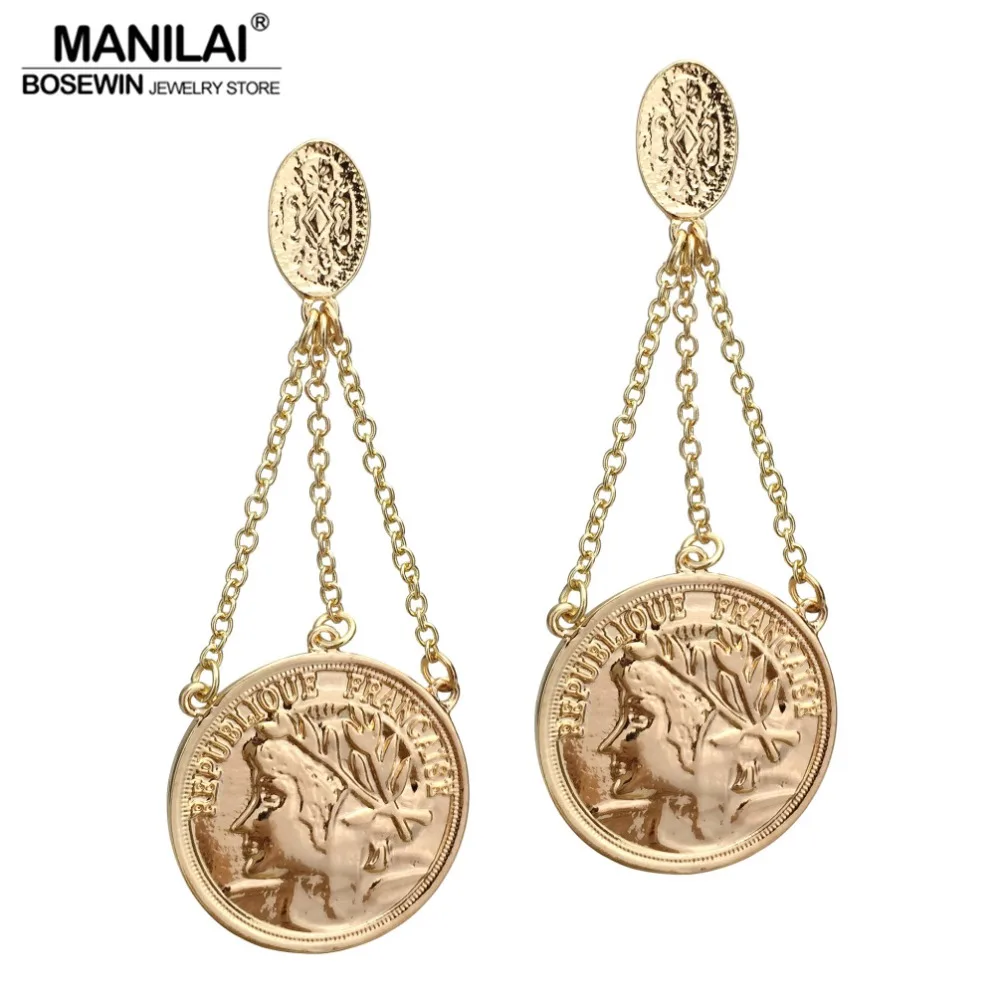 MANILAI Big Coin Earrings Ethnic Style Gold Color Long Chain Dangle Earrings Women Fashion Jewelry Statement Brincos
MANILAI Big Coin Earrings Ethnic Style Gold Color Long Chain Dangle Earrings Women Fashion Jewelry Statement Brincos