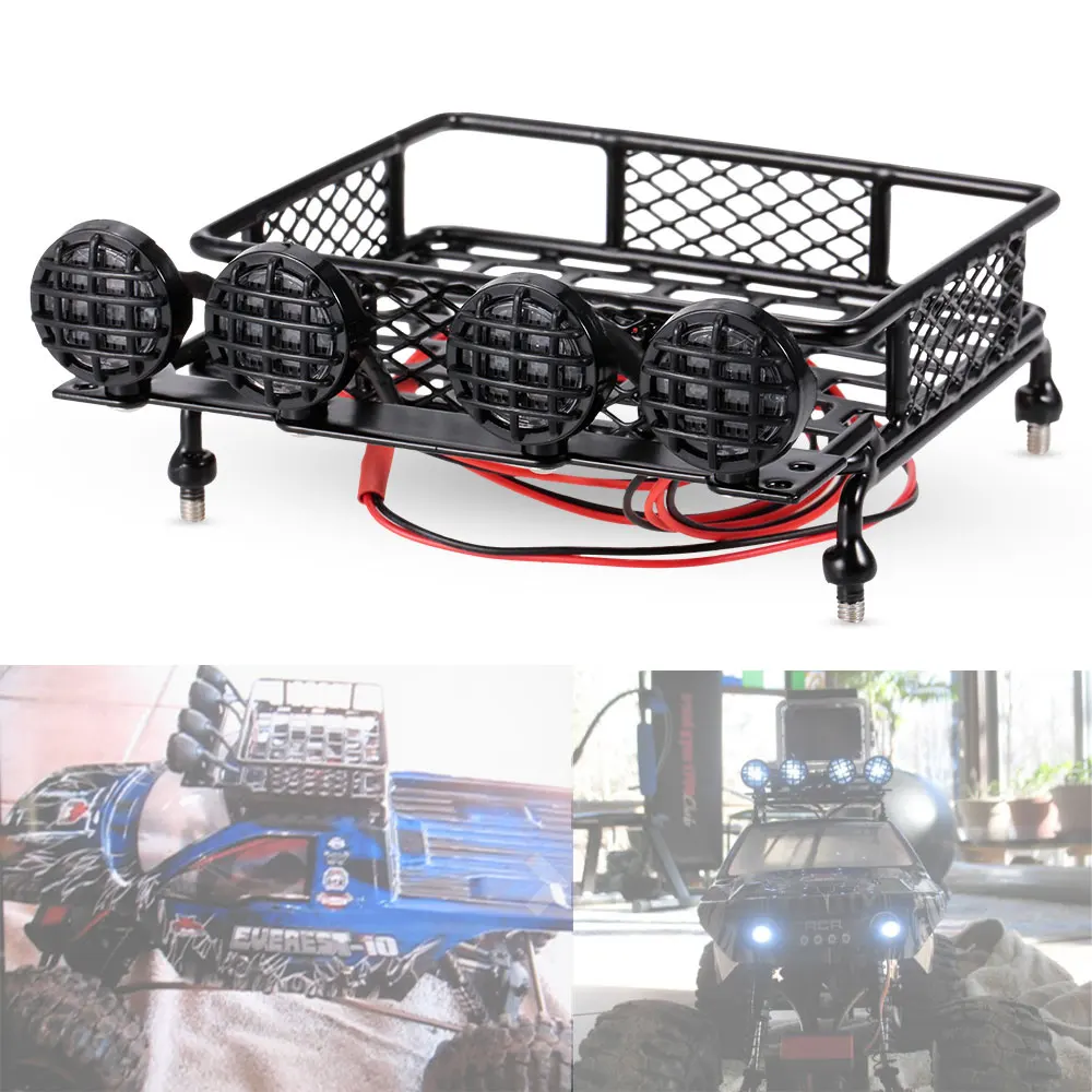 Metal Roof Rack Luggage Carrier Rack with LED lights for Traxxas Axial HSP TAMIYA CC01 1/10 Crawler D90 D110 SCX10 RC Car
Metal Roof Rack Luggage Carrier Rack with LED lights for Traxxas Axial HSP TAMIYA CC01 1/10 Crawler D90 D110 SCX10 RC Car