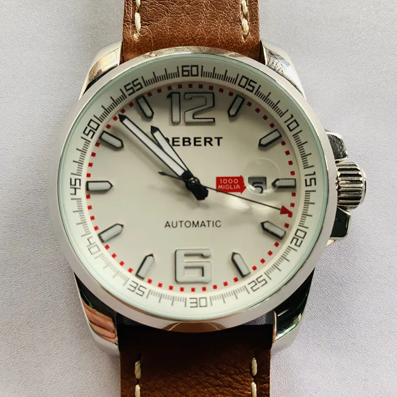 Automatic watch men DEBERT 44mm stainless steel white dial silver mechanical fashion leisure sapphire Leather luminous Swimming
Automatic watch men DEBERT 44mm stainless steel white dial silver mechanical fashion leisure sapphire Leather luminous Swimming