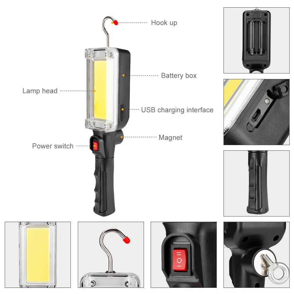 Car Torch Light Lamp COB LED Repair 700 Lumens Magnetic Camping Multi functional Inspection