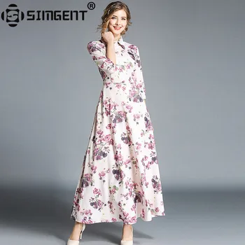 Simgent Summer Autumn Fashion Women Turn Dwon Collar Slim Elegant Maxi Long Floral Printing Dresses Woman Clothes Jurken SG8863
Simgent Summer Autumn Fashion Women Turn Dwon Collar Slim Elegant Maxi Long Floral Printing Dresses Woman Clothes Jurken SG8863