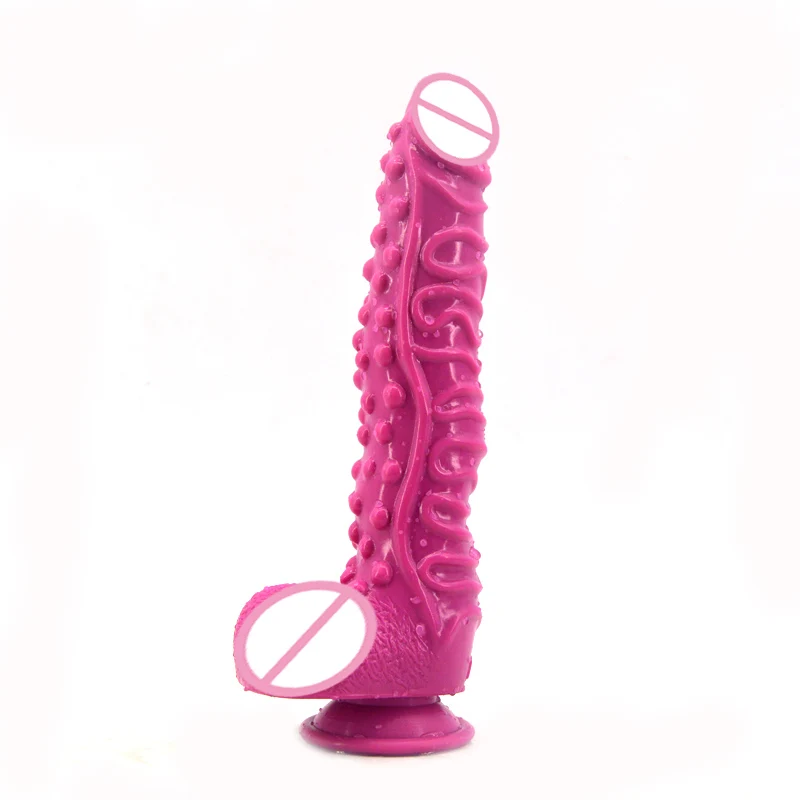 Length 26.5cm Silicone Dildo Realistic Glans With Testis Sex Toy For Woman Surface Texture Granules Wave Shape Promote G-point