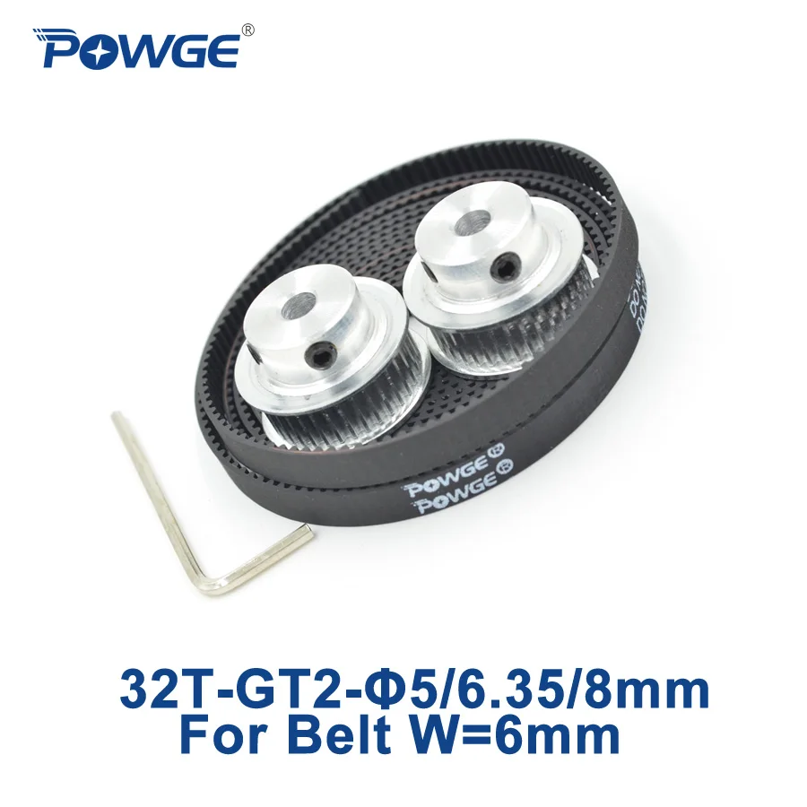 Зубчатый шкив POWGE GT2 2 шт. 32 зубца диаметр 5/6/35/8 мм + метра ширина 6 зубчатый ремень
