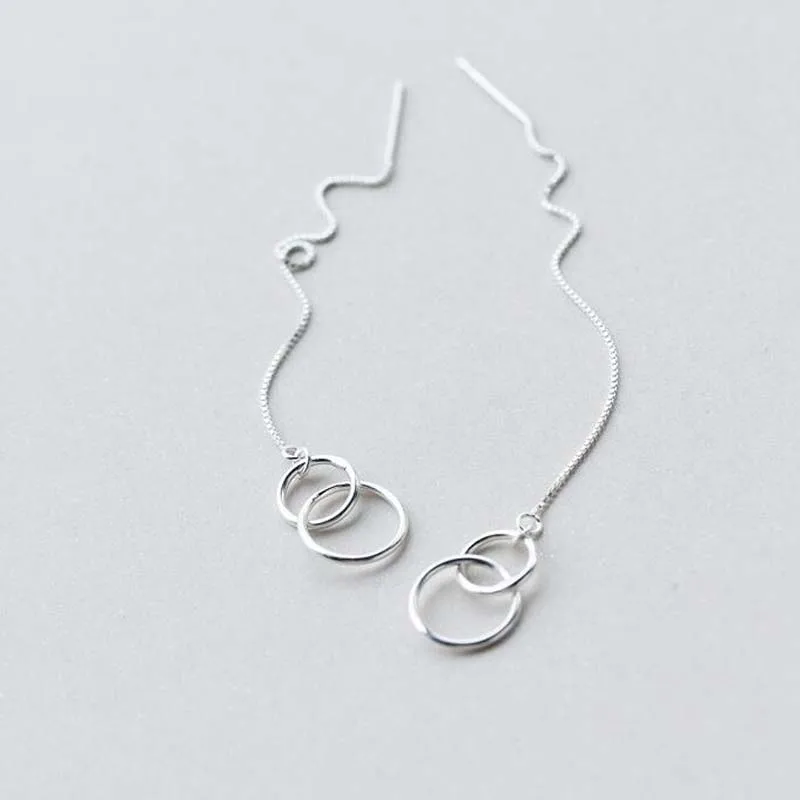 925 Sterling Silver Long Chain Earring Ear Line Double Circle Drop Dangle Earrings For Women Fashion Jewelry Girls Party Gifts
925 Sterling Silver Long Chain Earring Ear Line Double Circle Drop Dangle Earrings For Women Fashion Jewelry Girls Party Gifts