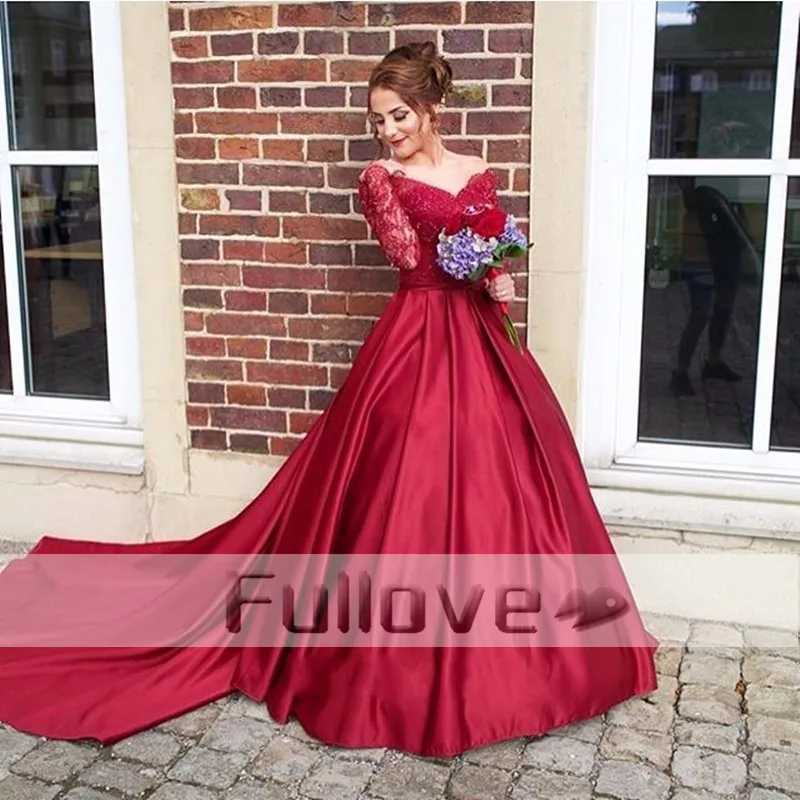 Exquisite Long Sleeve Burgundy Princess Wedding Dresses 2019 V-Neck Lace Appliques A-Line Bridal Gown Vestido De Noiva Renda
Exquisite Long Sleeve Burgundy Princess Wedding Dresses 2019 V-Neck Lace Appliques A-Line Bridal Gown Vestido De Noiva Renda