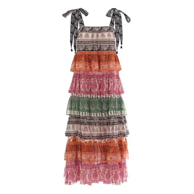 2019 Summer Holiday Women Boho Long Dress Print Sexy Cascading Ruffles Bow Spaghetti Strap Party Beach Brand Designer Dresses
2019 Summer Holiday Women Boho Long Dress Print Sexy Cascading Ruffles Bow Spaghetti Strap Party Beach Brand Designer Dresses