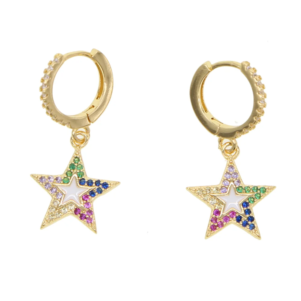 2019 New Fashion Brincos Oorbellen Bijoux Crystal colorful cz enamel Five-pointed Star Hanging Earrings Ladies Fashion Jewelry
2019 New Fashion Brincos Oorbellen Bijoux Crystal colorful cz enamel Five-pointed Star Hanging Earrings Ladies Fashion Jewelry
