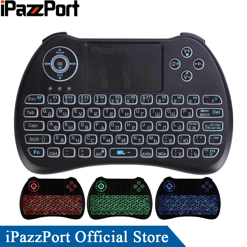 IPazzPort русская Подсветка мини Беспроводной клавиатура Мышь для Android ТВ Box/Mini PC/Raspberry
