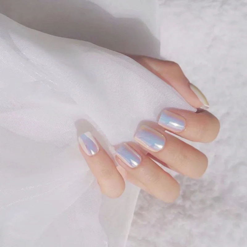 24Pcs Short Full False Nails Pearl Shell Color Short Square Metal Mirror Effect Fake Nails
24Pcs Short Full False Nails Pearl Shell Color Short Square Metal Mirror Effect Fake Nails