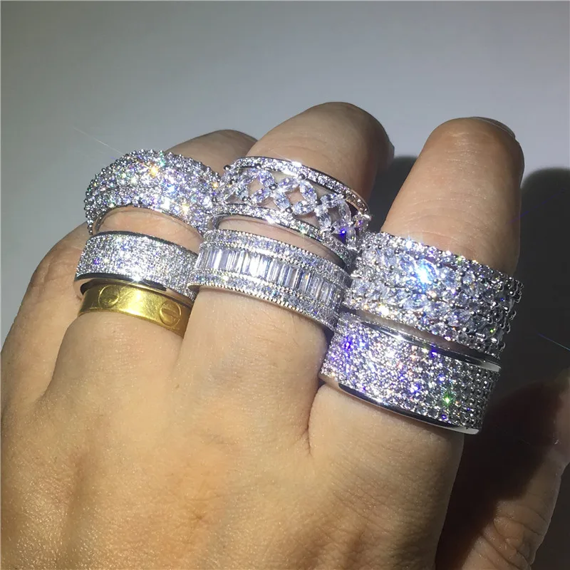 6 Styles Luxury Diamonioque ring Silver color 5A AAAAA Cz Engagement wedding band rings for women men Jewelry Gift | Украшения и