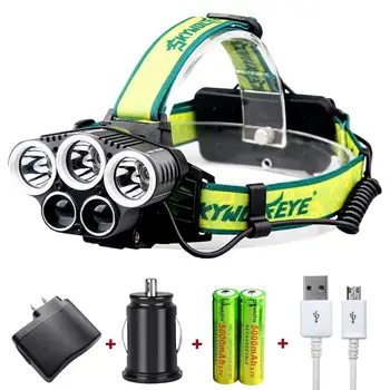 SKYWOLFEYE LED Headlamp 32000 LM T6 5X Rechargeable 18650 Battery Lamp +Dual USB Car Charger+AC Charger US Plug A609
SKYWOLFEYE LED Headlamp 32000 LM T6 5X Rechargeable 18650 Battery Lamp +Dual USB Car Charger+AC Charger US Plug A609