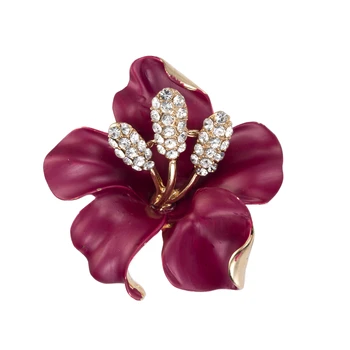 2 Inch Gold Tone Dark Red Enamel Daffodils Flower Brooch with Rhinestone Crystals
2 Inch Gold Tone Dark Red Enamel Daffodils Flower Brooch with Rhinestone Crystals