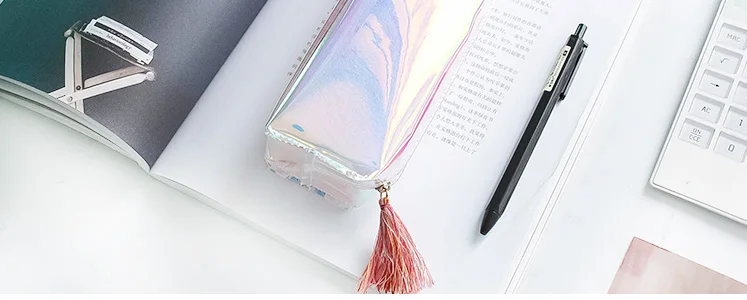 Kawaii Transparent Glitter Pencil Case Stationery Bags Creative Fashion Pvc Pencil Bag School Pencil Box Supplies Student Gift 29