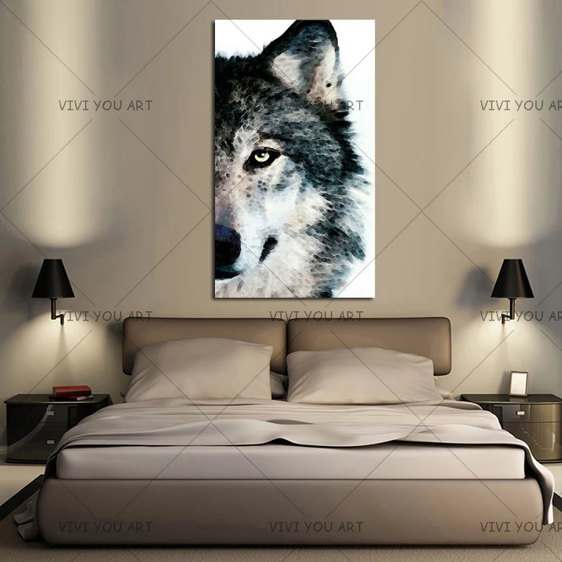 Skilled Painter Hand-painted High Quality Modern Abstract Timber Wolf Oil Painting on Canvas Handmade Lonely | Дом и сад