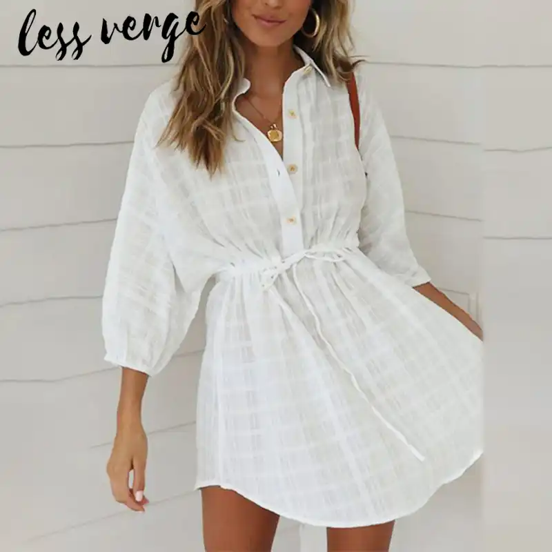 casual white linen dress