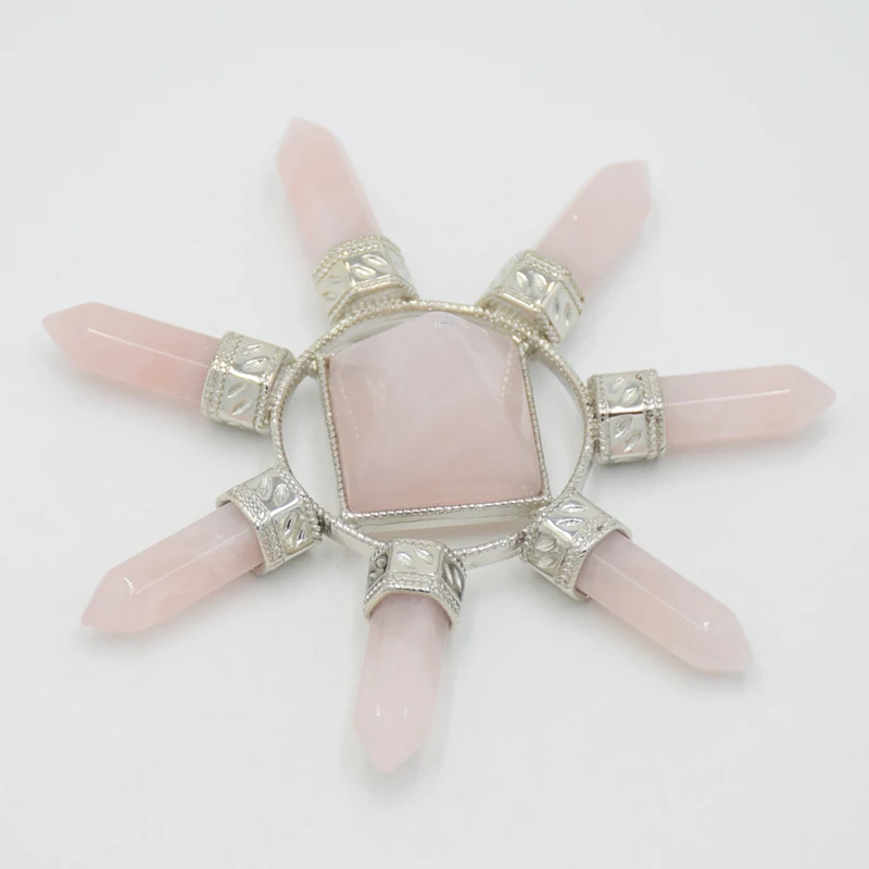 

Natural Pink Crystal Quartz 7 Chakra Hexagon Prism Energy Generator Tower Pendant Reiki Spiritual Pendulum Charm Healing Amulet