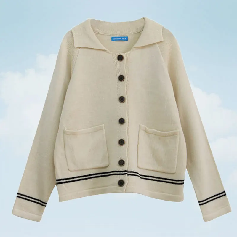 Spring Korean Retro Contrast Color Women Sweater Jacket Single-breasted Stripelapel Knitting Female Cardigan Autumn Coat SS200
Spring Korean Retro Contrast Color Women Sweater Jacket Single-breasted Stripelapel Knitting Female Cardigan Autumn Coat SS200