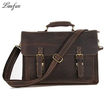 Men's Vintage crazy horse Leather briefcase 15" Real leather Business bag Cow leather Laptop messenger bag Brown work tote
Men's Vintage crazy horse Leather briefcase 15" Real leather Business bag Cow leather Laptop messenger bag Brown work tote