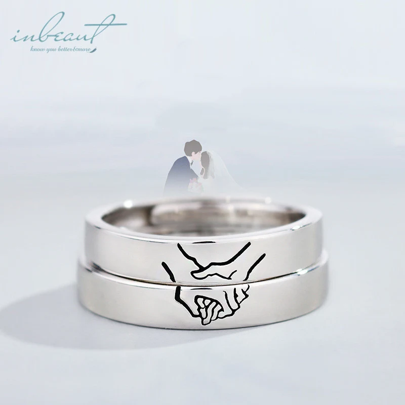 Серебряные кольца inbeaut с надписью Hold You Hands парные 925 Вечная любовь жест кольцо для