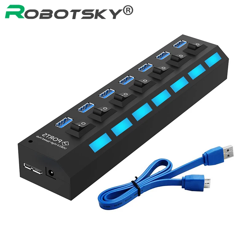 Robotsky 7 Port USB 3.0 Splitter with Micro-B Power Interface USB HUB for iMac Desktop Laptop
Robotsky 7 Port USB 3.0 Splitter with Micro-B Power Interface USB HUB for iMac Desktop Laptop