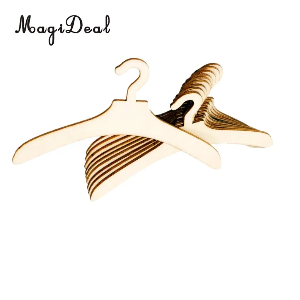 10Pcs/Set Mini Size Hangers for Baby Girl 5 Inch Doll Hangers Furniture Accs DIY Assembled Craft Dollhouse Decor 17.5 cm