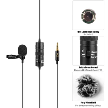 Lavalier Clip-on Cameras Smartphone Microphone Mic 3.5mm 6 Meters Cable with 6.35mm Adapter for Canon/Sony/Nikon Camcorders DSLR
Lavalier Clip-on Cameras Smartphone Microphone Mic 3.5mm 6 Meters Cable with 6.35mm Adapter for Canon/Sony/Nikon Camcorders DSLR