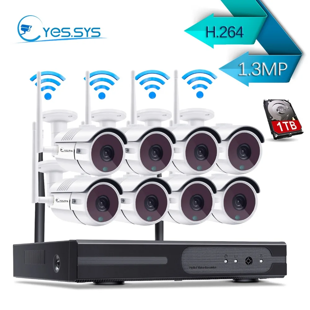 Eyessys 8CH 1080 P чистая P2P NVR 8 шт. 1.3MP Беспроводной Wi Fi 960 сети IP Камера радионяня видео