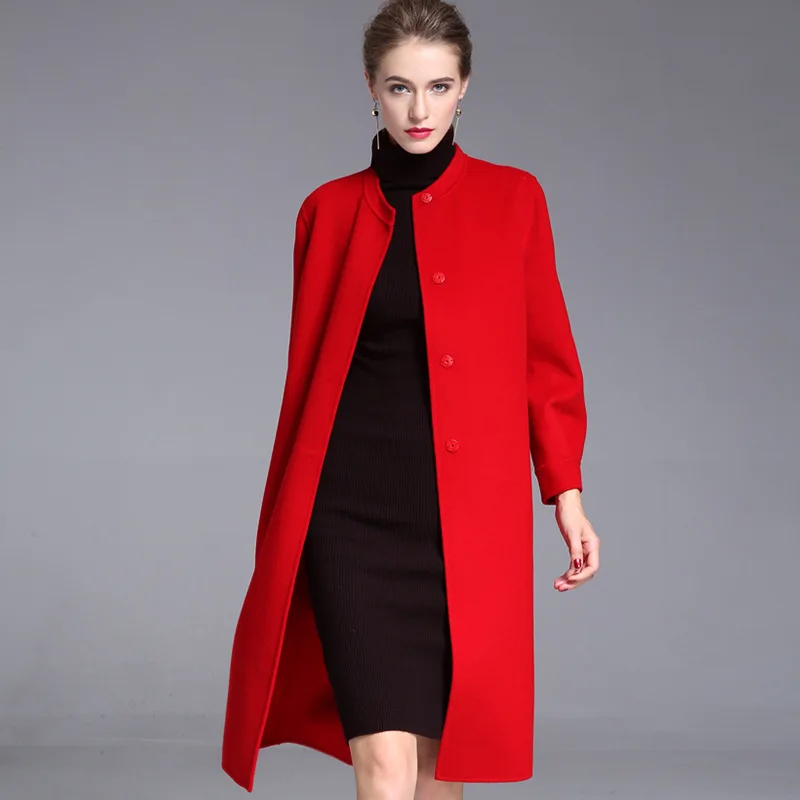 wool coat, European and American hand sewing double faced cashmere coat 2018 autumn and winter long ladies wear spot.
wool coat, European and American hand sewing double faced cashmere coat 2018 autumn and winter long ladies wear spot.