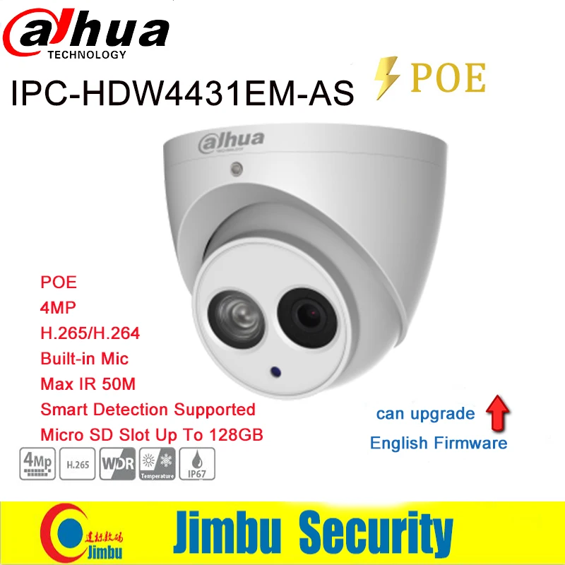 Dahua IP Camera POE 4MP IPC-HDW4431EM-AS IP67 Built-in Mic H.265&H.264 triple-stream encoding IR50M Eyeball Network Camera
Dahua IP Camera POE 4MP IPC-HDW4431EM-AS IP67 Built-in Mic H.265&H.264 triple-stream encoding IR50M Eyeball Network Camera