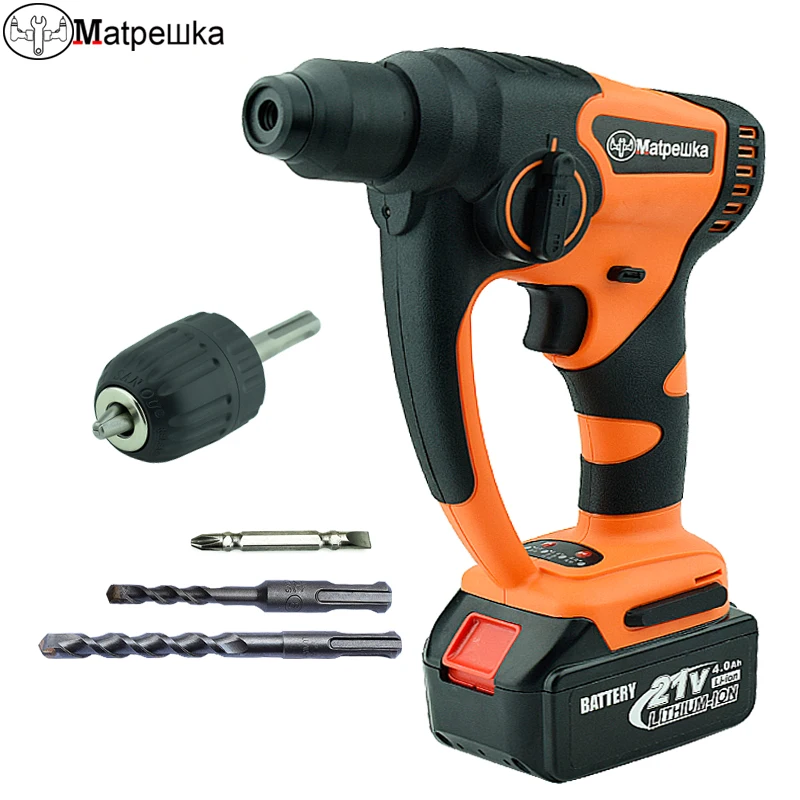 Electric Hammer Drill 21V Electric Impact Drill Rechargeable Lithium-Ion Cordless Wall Concrete Multifunctional Rotary Hammer
Electric Hammer Drill 21V Electric Impact Drill Rechargeable Lithium-Ion Cordless Wall Concrete Multifunctional Rotary Hammer