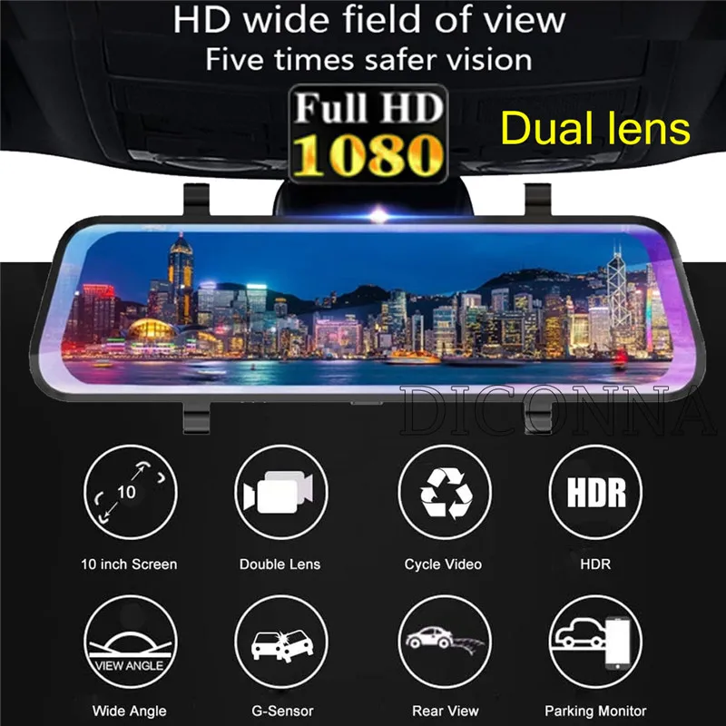 10" Car DVR Dual Lens HD 1080P 32G Rear View Mirror Video Recorder Dash Cam 150° Rear View Camera
10" Car DVR Dual Lens HD 1080P 32G Rear View Mirror Video Recorder Dash Cam 150° Rear View Camera