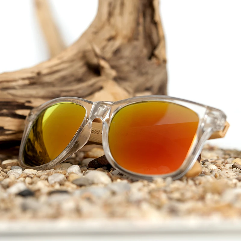 BOBO BIRD Clear Color Wood Bamboo Sunglasses Women's Bamboo Polarized Sunglasses With UV 400 Protection 15