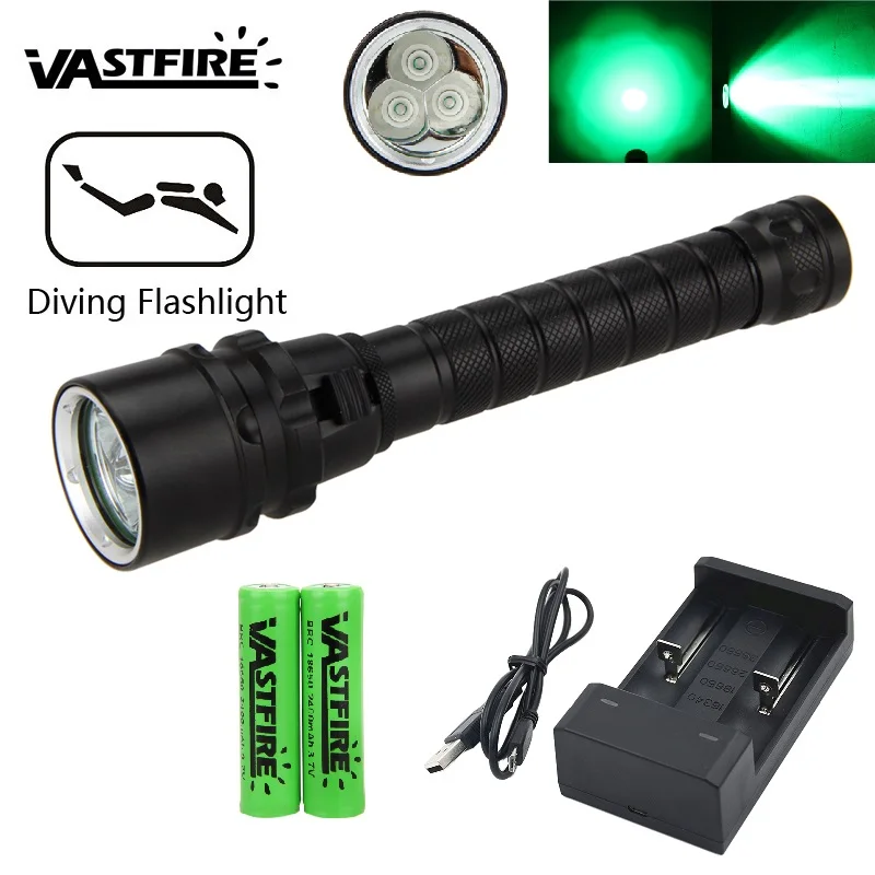 2000lm Rechargeable 3x XPE Green LED Scuba Diving Underwater Flashlight Torch Light Lamp
2000lm Rechargeable 3x XPE Green LED Scuba Diving Underwater Flashlight Torch Light Lamp