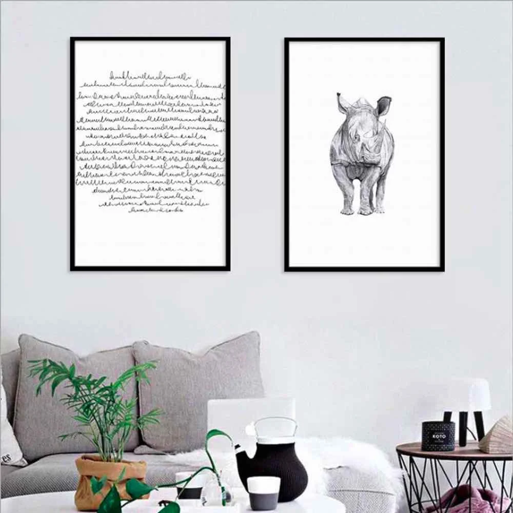HAOCHU Rhino картина с буквенным принтом для гостиной домашний Декор постер простая