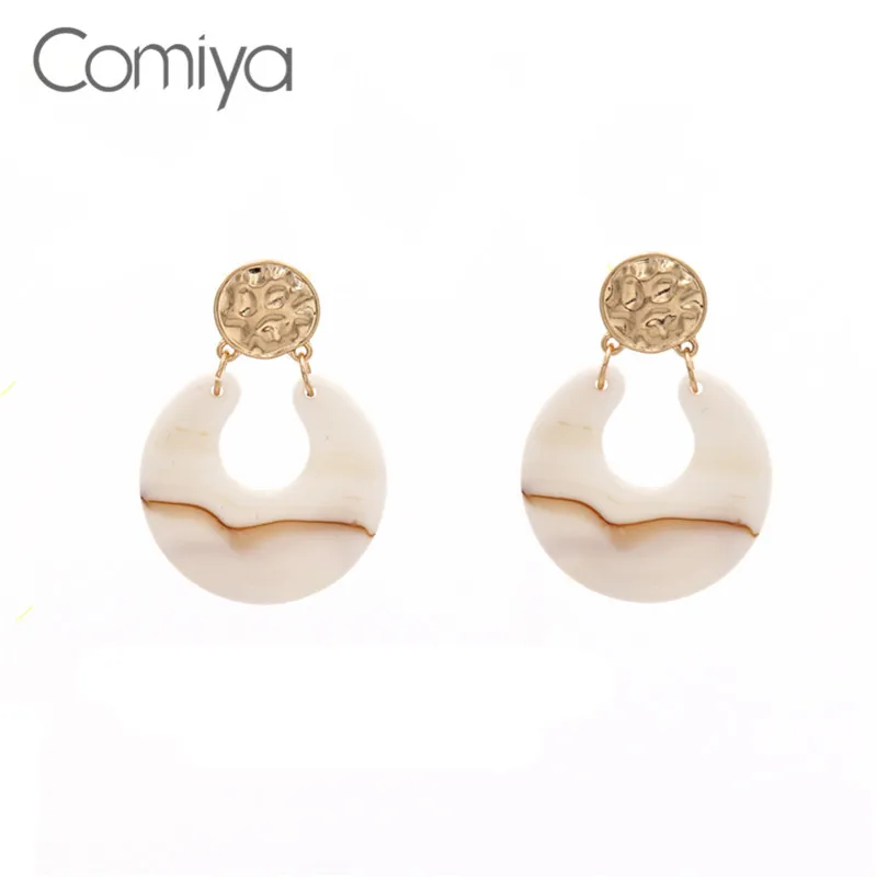 Comiya Drop Earrings For Women Gold Color Zinc Alloy Tree Dangle Earring Round Resin Jewelry Statement Korean Bijoux Brincos | Украшения и