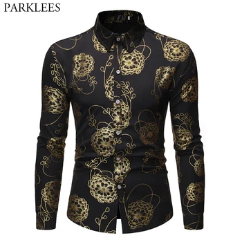 Men's Nightclub Gold Floral Bronzing Dress Shirt Slim Fit Long Sleeve Stylish Shirt Men Chemise Party Dinner Wedding Camisas XL
Men's Nightclub Gold Floral Bronzing Dress Shirt Slim Fit Long Sleeve Stylish Shirt Men Chemise Party Dinner Wedding Camisas XL
