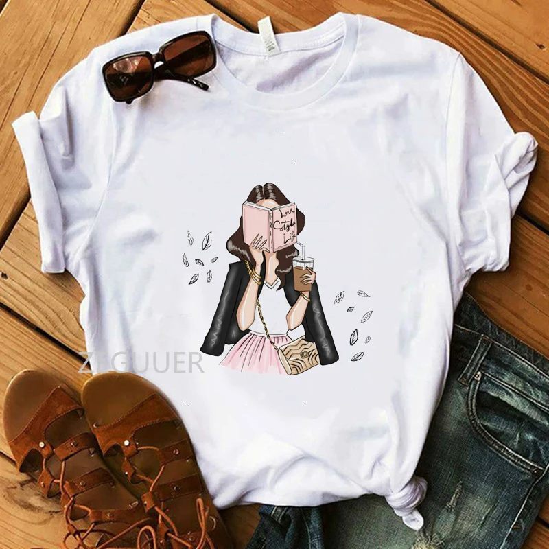 Reading Coffee Girl White T-shirts Summer Harajuku Casual Tees Vogue 100% Cotton Women T-Shirt Super Soft Holiday T-Shirt
Reading Coffee Girl White T-shirts Summer Harajuku Casual Tees Vogue 100% Cotton Women T-Shirt Super Soft Holiday T-Shirt