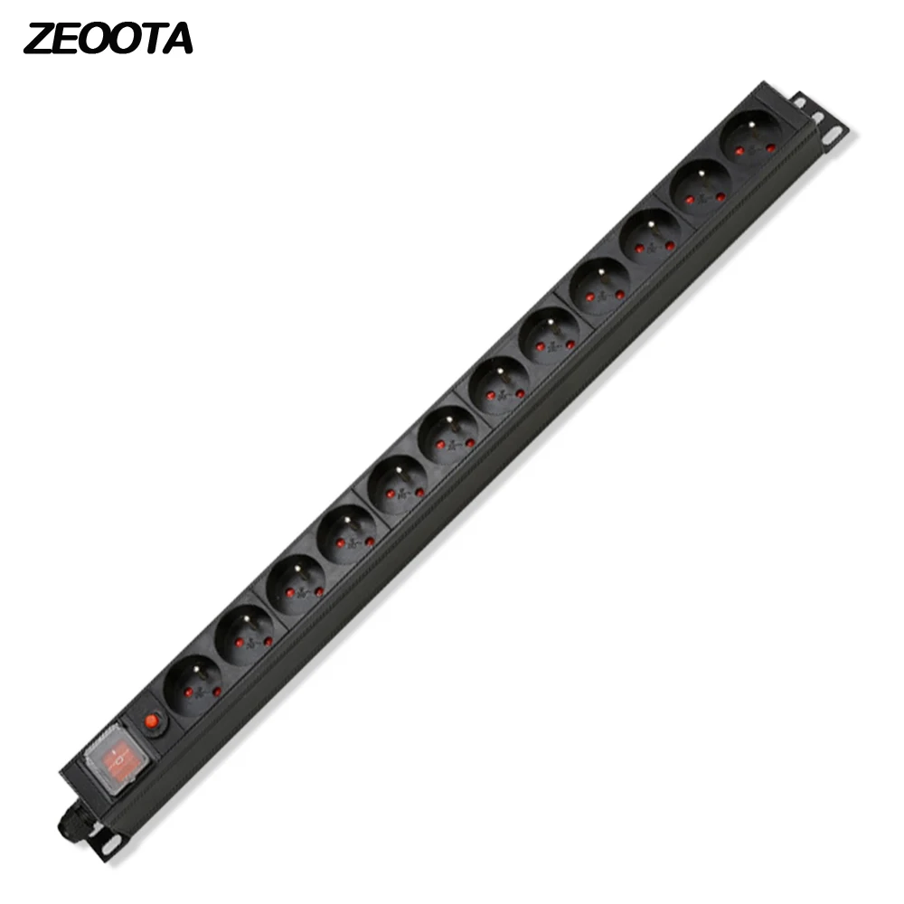 PDU Power Strip Network Cabinet Rack Plug Socket 1U Aluminum Alloy 12 way EU Outlet Overload Protection Switch 2m Extension Cord
PDU Power Strip Network Cabinet Rack Plug Socket 1U Aluminum Alloy 12 way EU Outlet Overload Protection Switch 2m Extension Cord