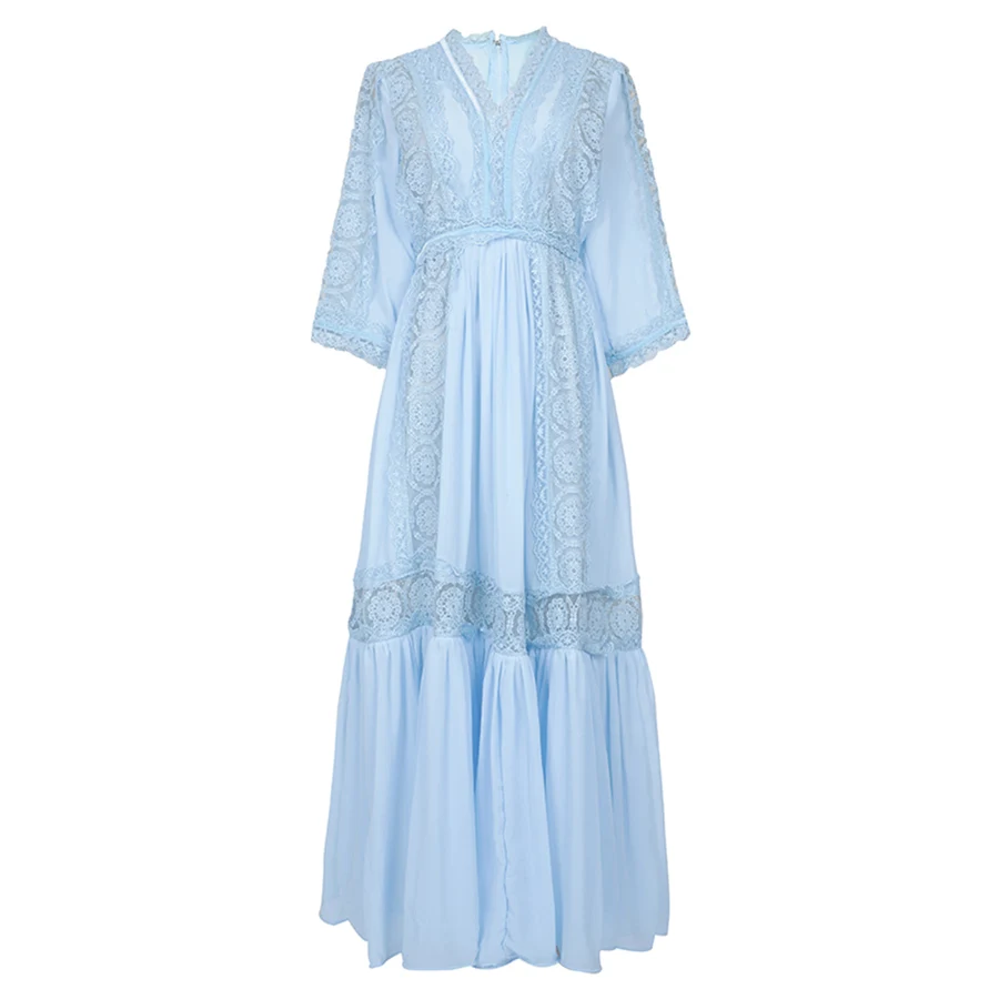 VERDEJULIAY Runway Party Dresses Women 2019 Luxury Designer Sky Blue Lace Hollow Out Embroidery Long Elegant Dress Vestidos
VERDEJULIAY Runway Party Dresses Women 2019 Luxury Designer Sky Blue Lace Hollow Out Embroidery Long Elegant Dress Vestidos