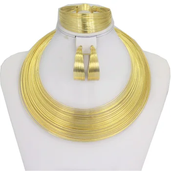 Liffly Fashion Dubai Gold Jewelry Sets for Women African Wedding Wire Charm Necklace Bracelet Earrings Nigerian Bridal Jewelry
Liffly Fashion Dubai Gold Jewelry Sets for Women African Wedding Wire Charm Necklace Bracelet Earrings Nigerian Bridal Jewelry