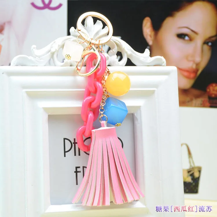 2017 Leather Tassel Keychain Candy Color Bead Keychains Color Ball Bag Charm Women Key Chain Car Keyring Key Holder Wholesale
2017 Leather Tassel Keychain Candy Color Bead Keychains Color Ball Bag Charm Women Key Chain Car Keyring Key Holder Wholesale