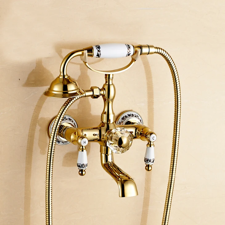 L16050 Wall Mounted Gold Color Brass Material Hot & Cold Water of Good Quality Bath Faucet
L16050 Wall Mounted Gold Color Brass Material Hot & Cold Water of Good Quality Bath Faucet
