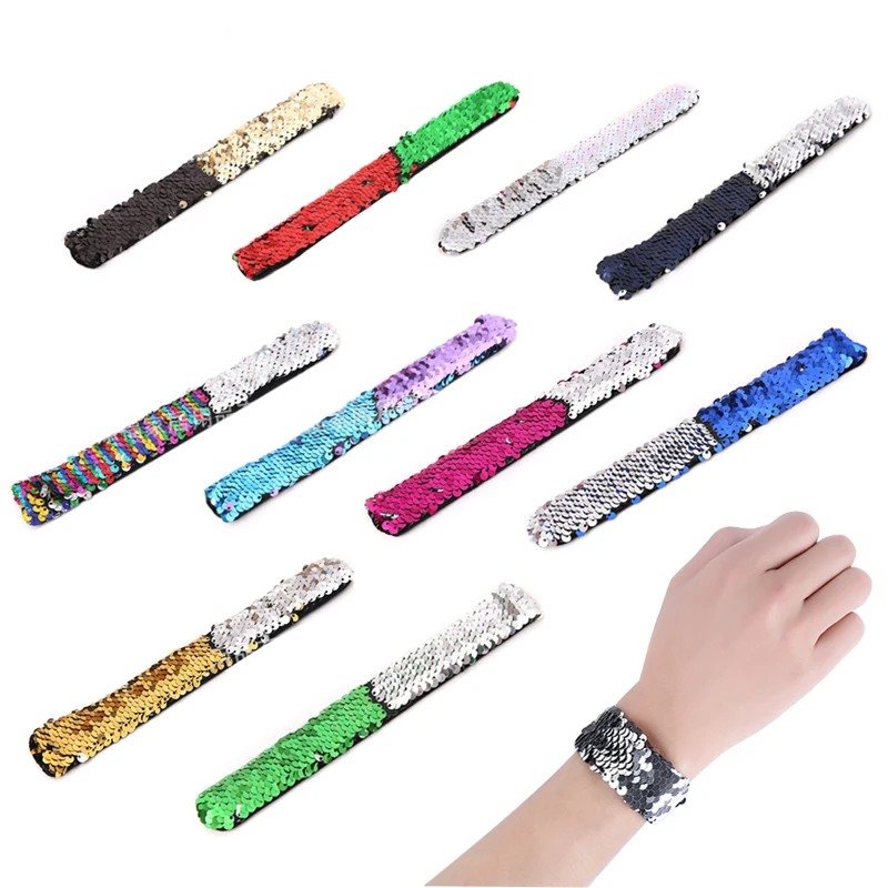Mermaid Slap Bracelets Two-color Reversible Charm Sequins Flip Wristbands Sequin child Festival party Bangles
Mermaid Slap Bracelets Two-color Reversible Charm Sequins Flip Wristbands Sequin child Festival party Bangles