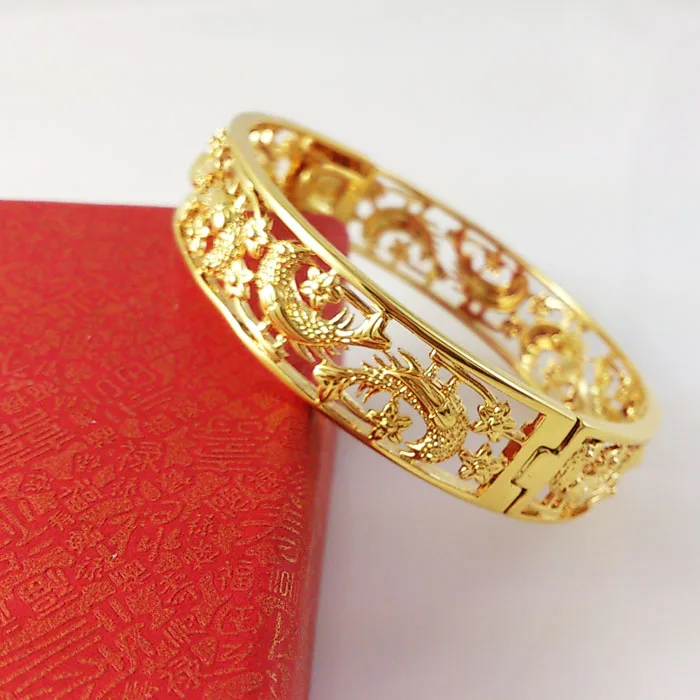 Fashion Plating Gold Bracelets Cuff Bangles Chinese Style Dragon and Phoenix Design Bangle Best Gifts For Women Wedding Jewelry
Fashion Plating Gold Bracelets Cuff Bangles Chinese Style Dragon and Phoenix Design Bangle Best Gifts For Women Wedding Jewelry