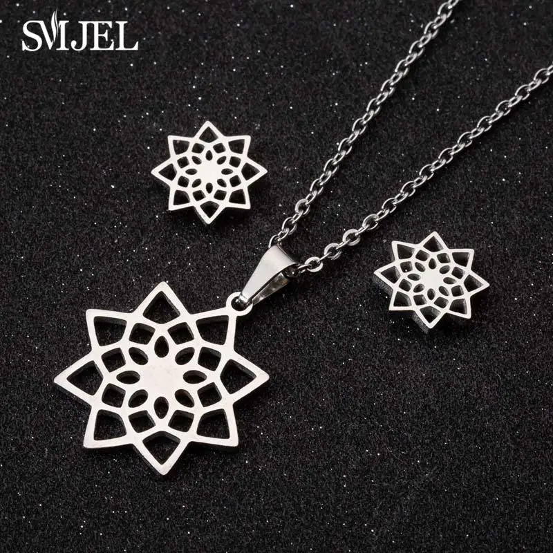 SMJEL Geometric Flower Statement Necklaces for Women Girls Fashion Earings Jewelry Stainless Steel Mandala Earings Wholesale
SMJEL Geometric Flower Statement Necklaces for Women Girls Fashion Earings Jewelry Stainless Steel Mandala Earings Wholesale