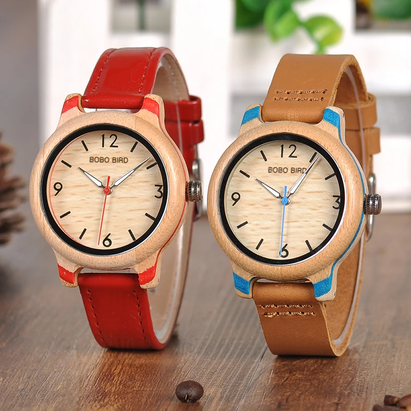 Часы BOBO BIRD из бамбука кварцевые наручные часы с кожаным ремешком модные для